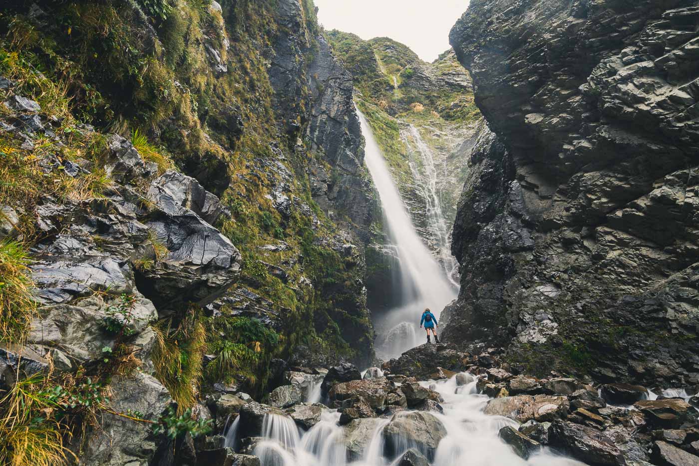 Geoff Reid exploring the waterfalls in Mount Cook National Park