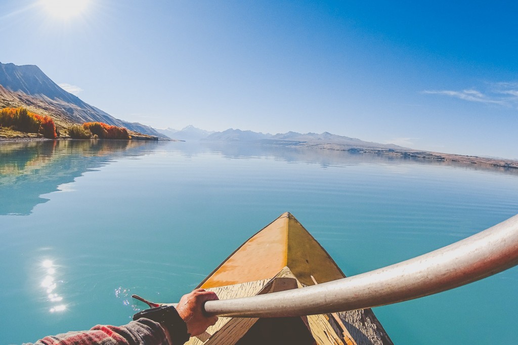 Stefan Haworth Kayaking on perfectly mirrored Lake Puakaki with Sony Action Cam