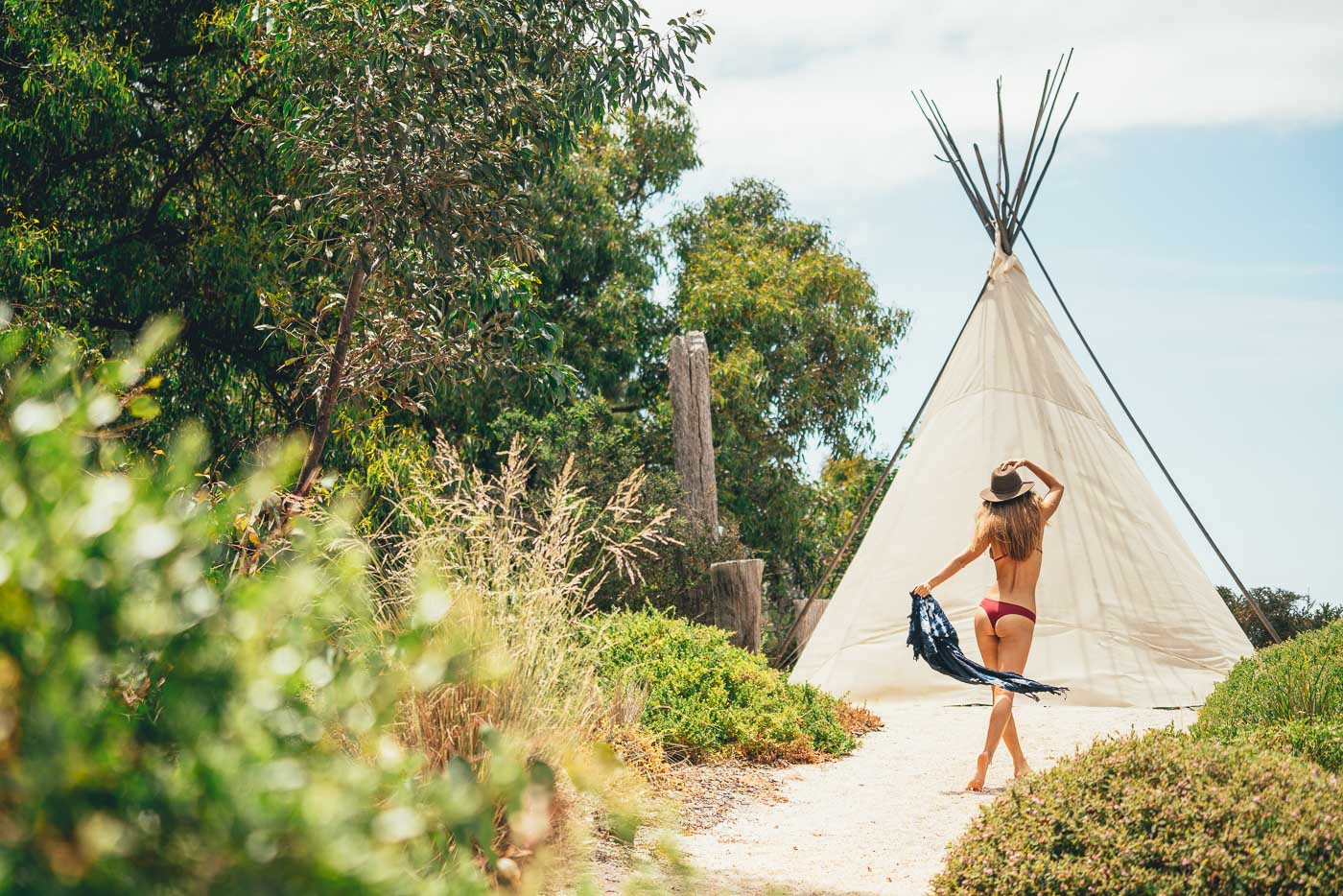 Tristyn Lecia dancing to music at the Bells beach Teepee in Australia. Photo by Sony Ambassador Stefan Haworth