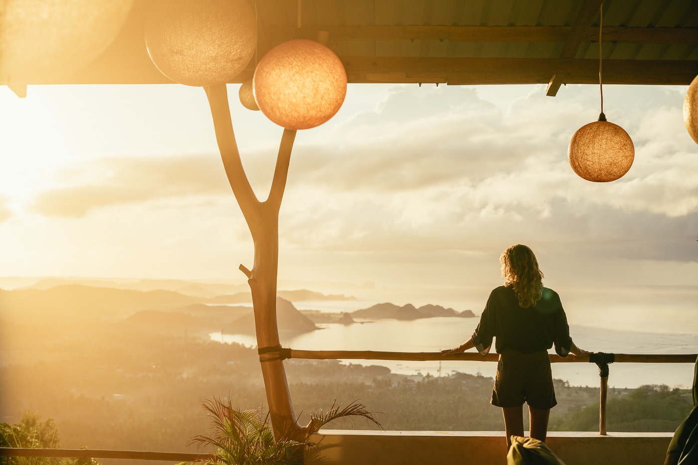 Annie watching sunrise at the lookout bar over Kuta Lombok. Photo by Sony Ambassador Stefan Haworth