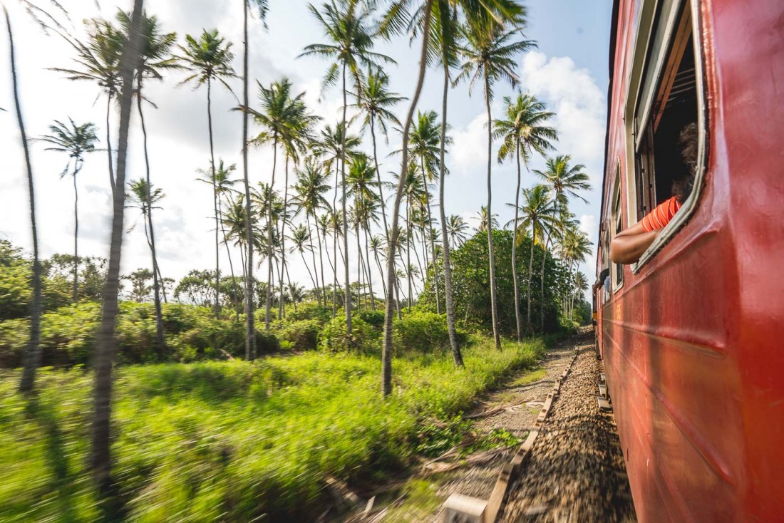 Tropical seaside train views in Sri Lanka. Photo by Sony Ambassador Stefan Haworth