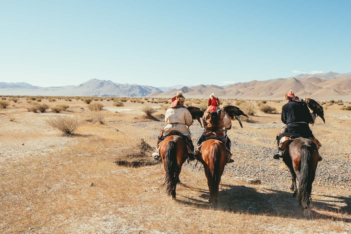 Horse riding with Mongolian Eagle hunters