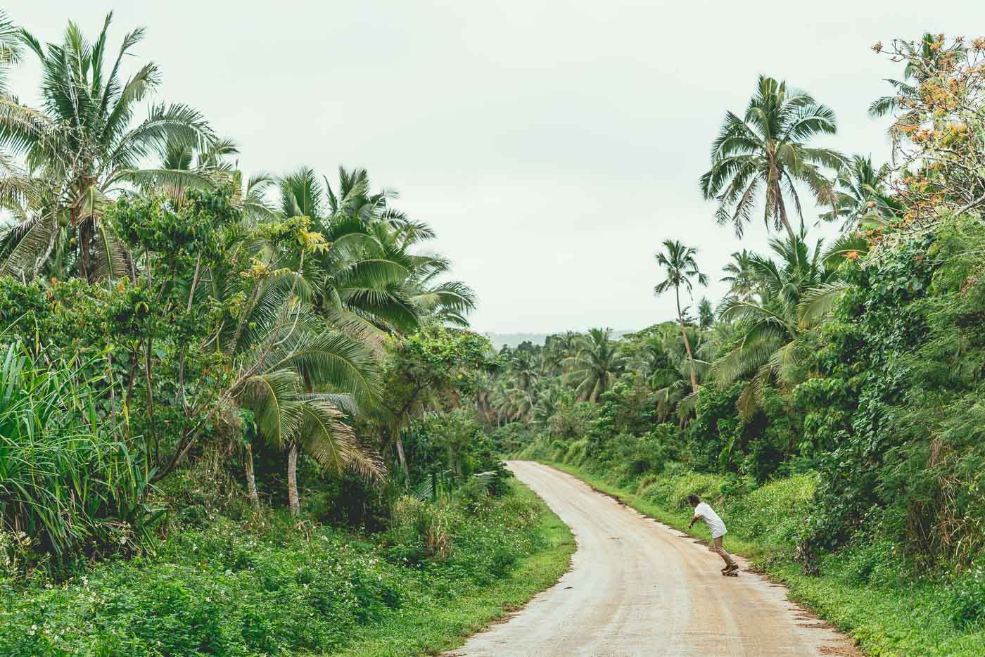 Photographer Stefan Haworth dodging potholes and skating in Vava'u Tonga