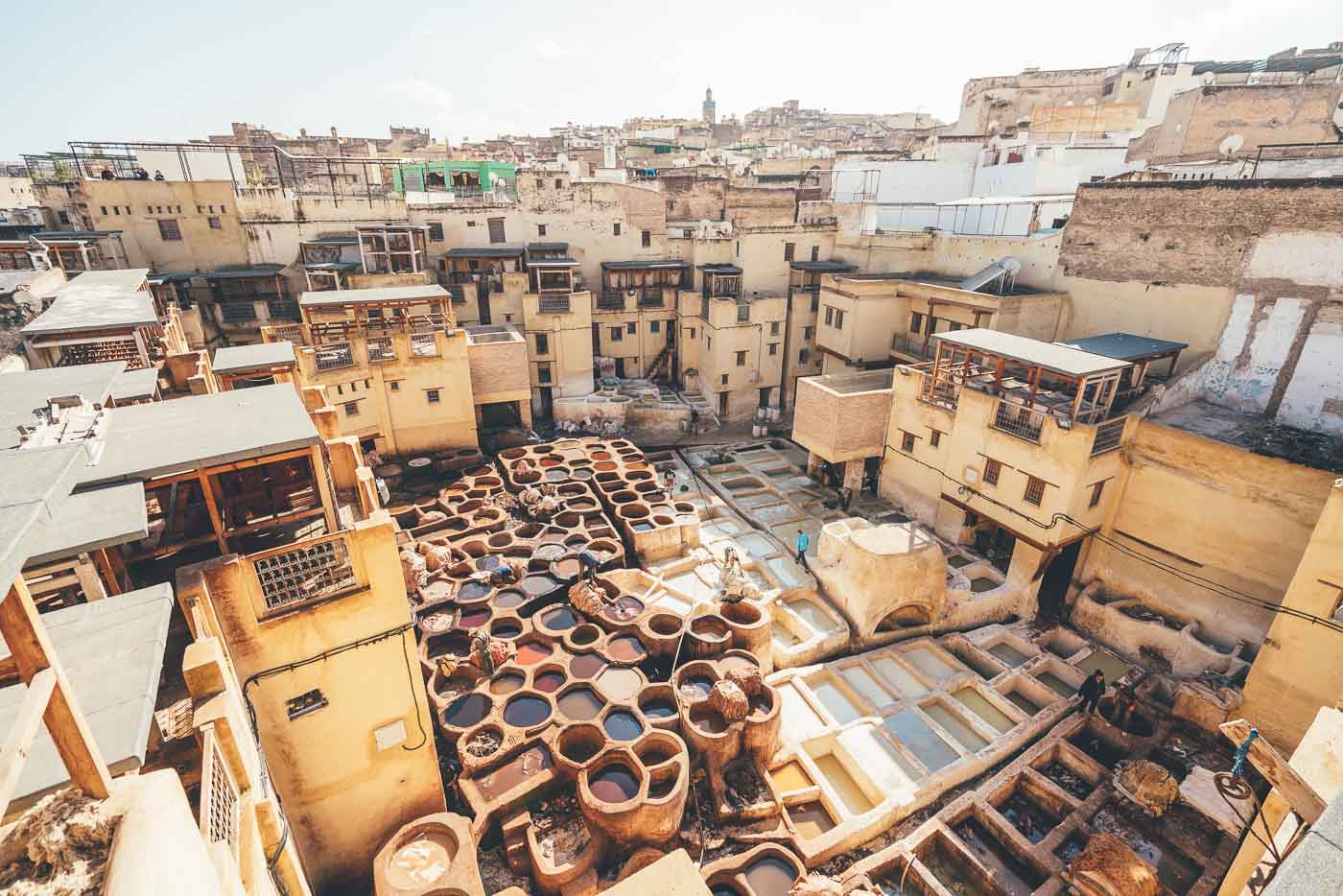 Leather tannery at Fes, Morocco