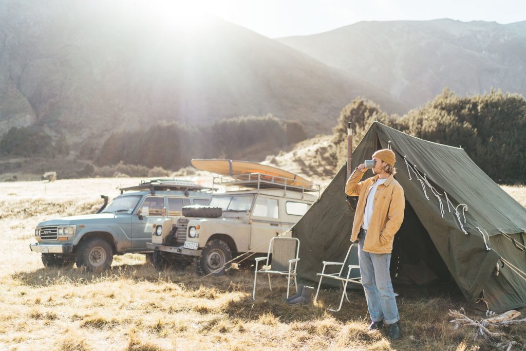 Joe Leeper and vintage vehicles in Southern Alps of New Zealand