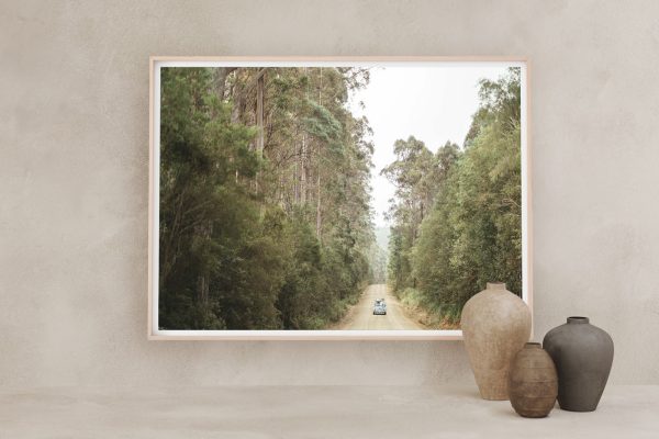 Fine art print of backroads in the beetle from Queenstown Photographer Stefan Haworth, NZ. Image captured with Chef Sarah Glover in Tasmania