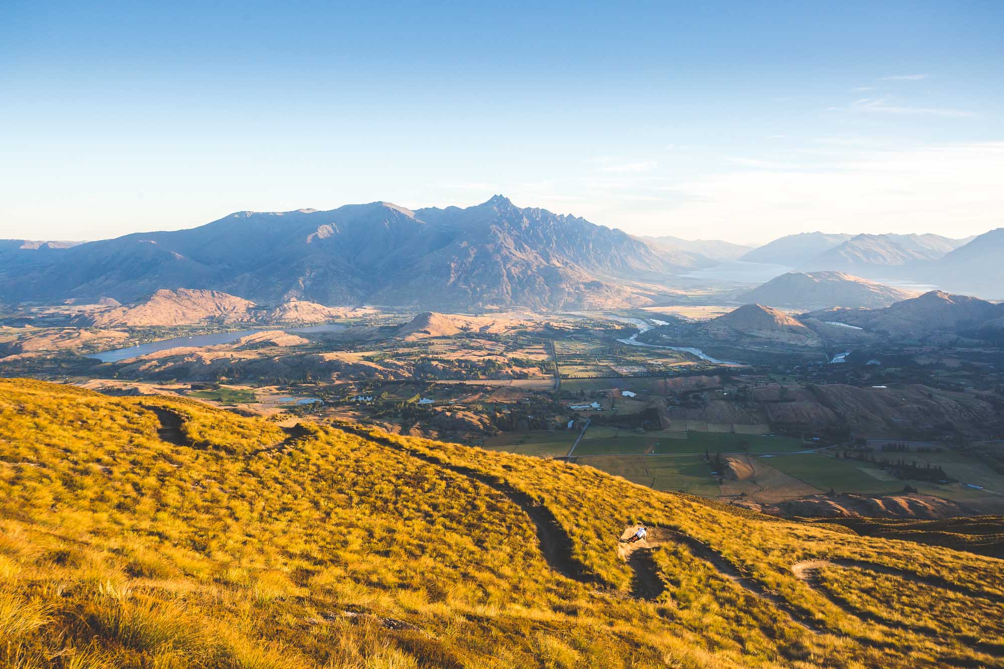 Mountain Bike Rider Emmerson Wilkins riding the cross country trail above Queenstown