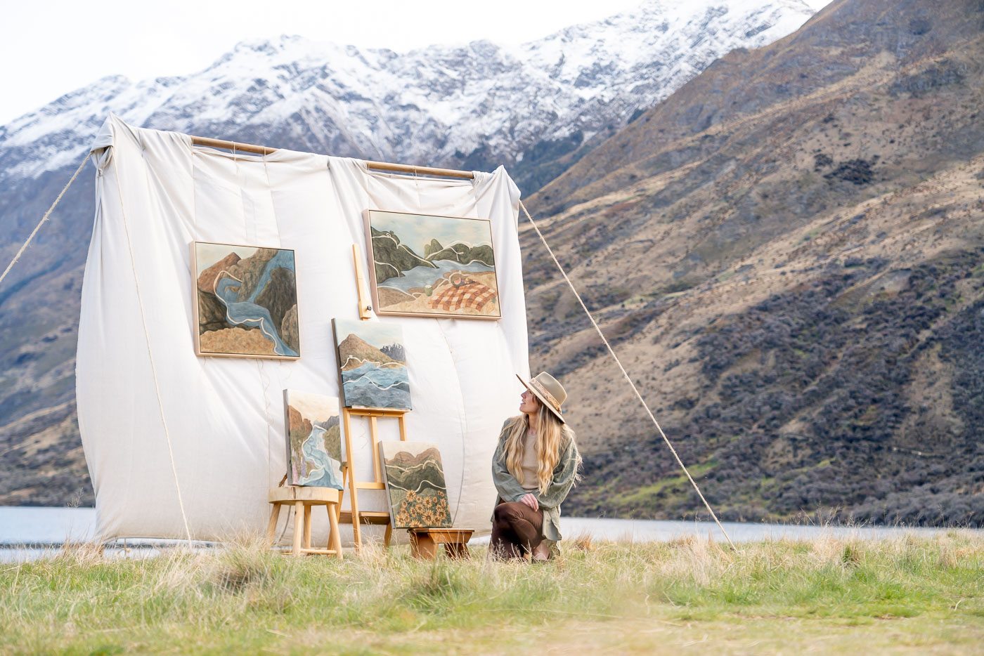 Jade Barclay Painting Collection in Queenstown. Photographed by Stefan Haworth Photography