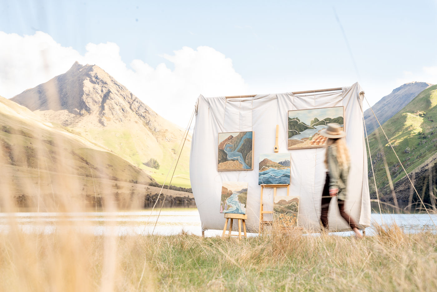 Jade Barclay Painting Collection in Queenstown. Photographed by Stefan Haworth Photography